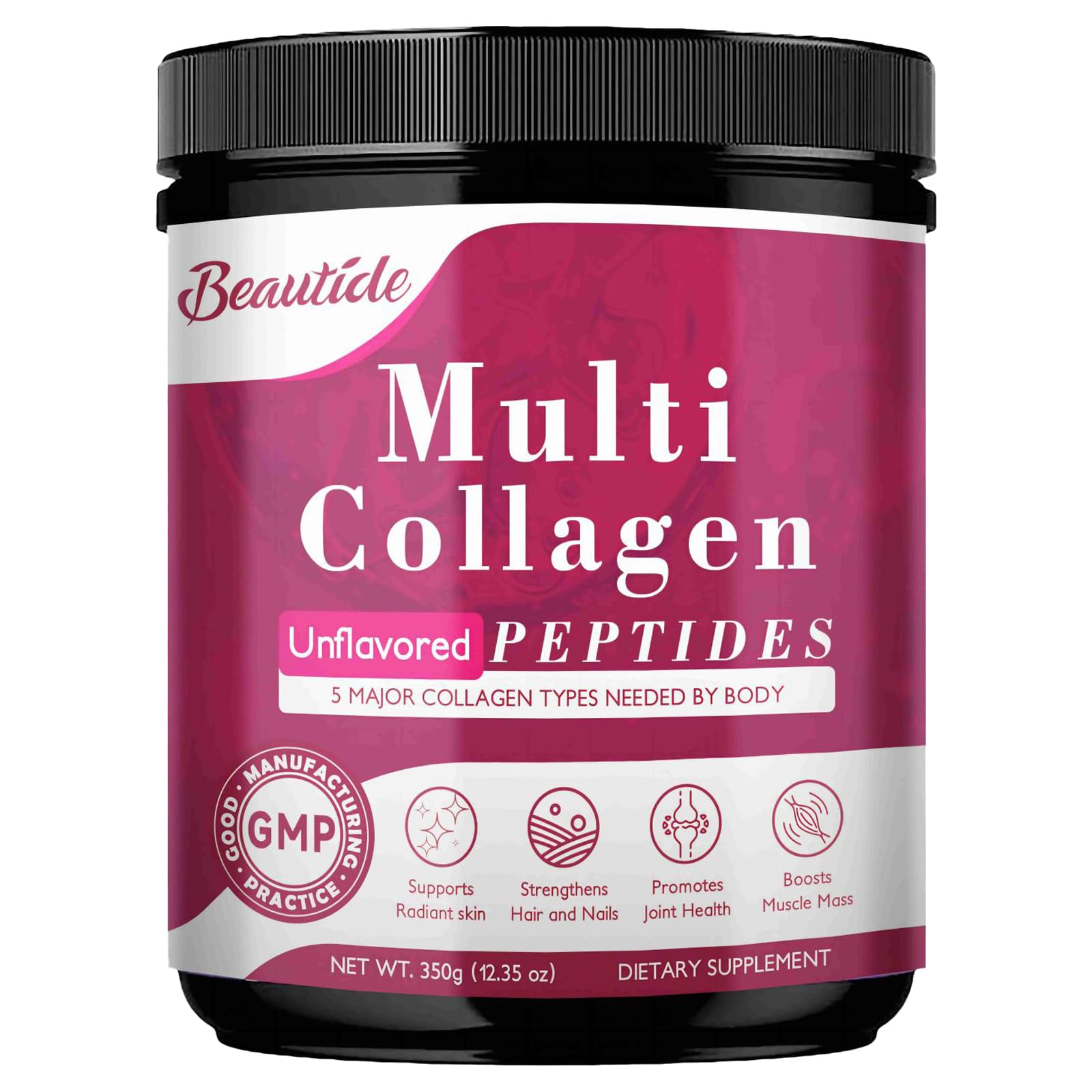Multi-Collagen-Peptides-Powder for Women, Hydrolyzed Collagen Powder with Vitamin C, Hyaluronic Acid, Supports Skin, Hair, Nail, and Joint, Unflavored, Keto, 35 Servings