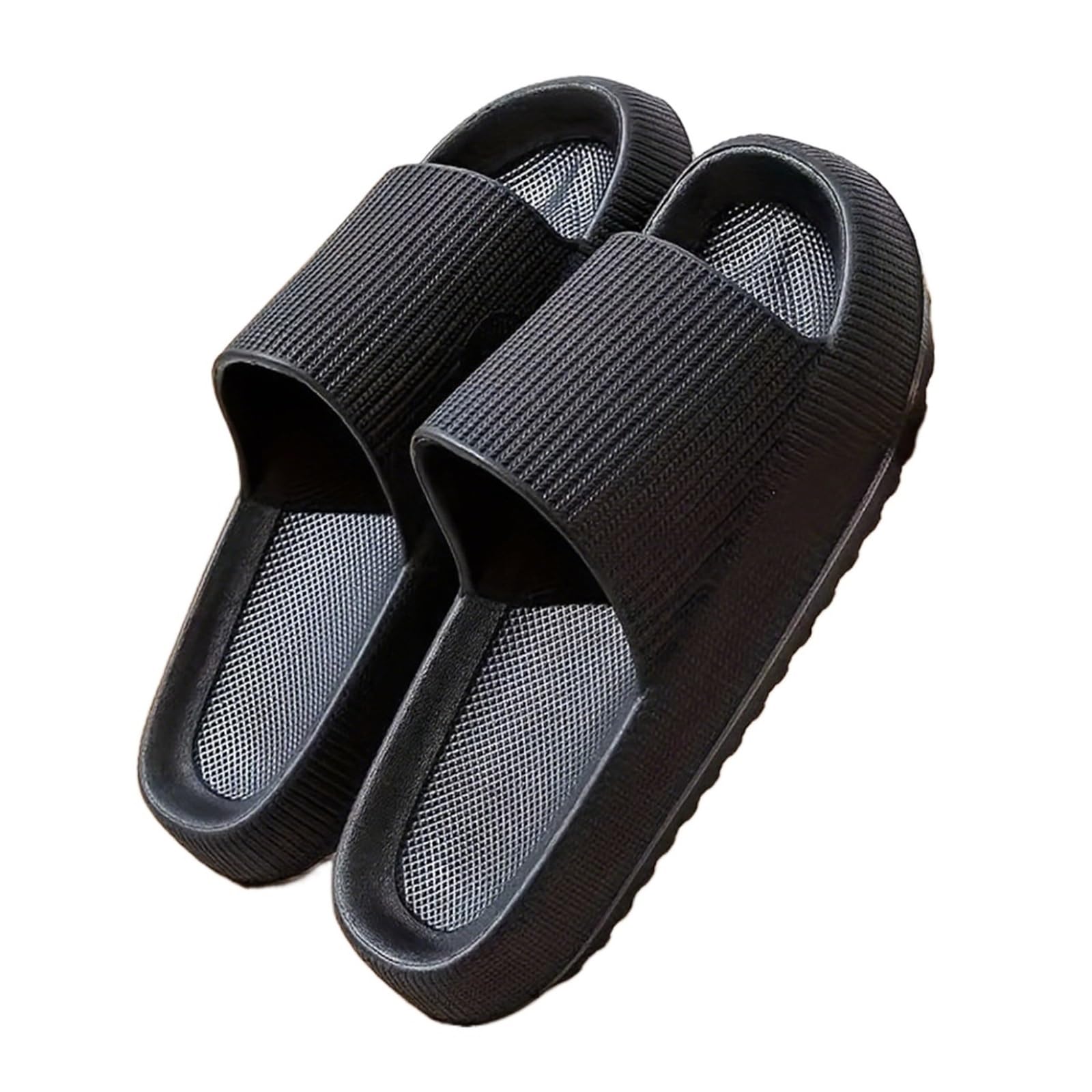 ERHTGUO Thick-bottomed Cool Slippers Women's Summer Couple Rubber Plastic Indoor Home EVA Men's(Black,38-39)