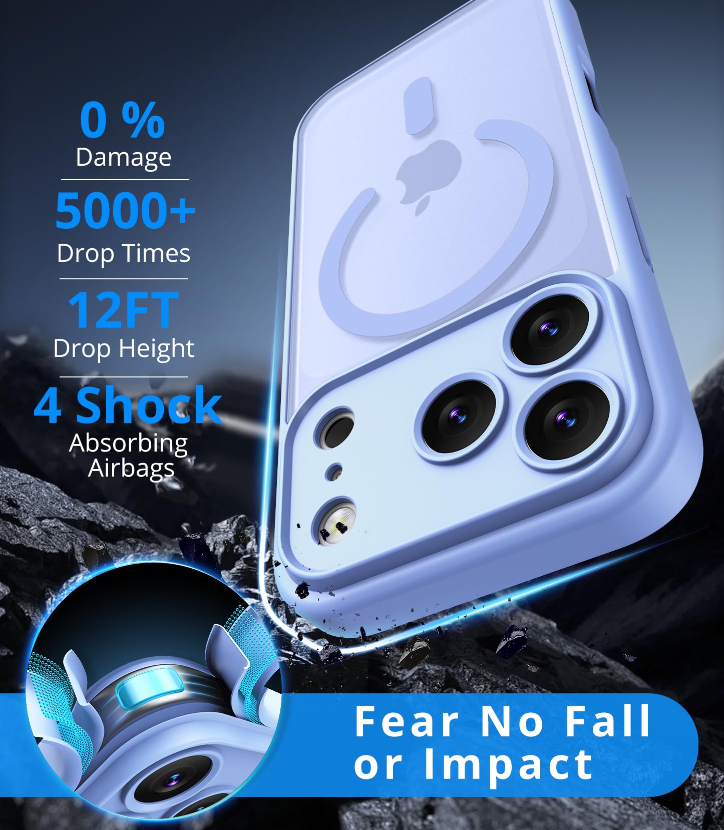 Vansdon Cover Magnetica per iPhone 17 Pro con 1 Pezzi Vetro Temperato, Compatibile con Magsafe, Protezione anticaduta di livello militare, Custodia Traslucida Opaca Sottile Antiurto-Viola chiaro