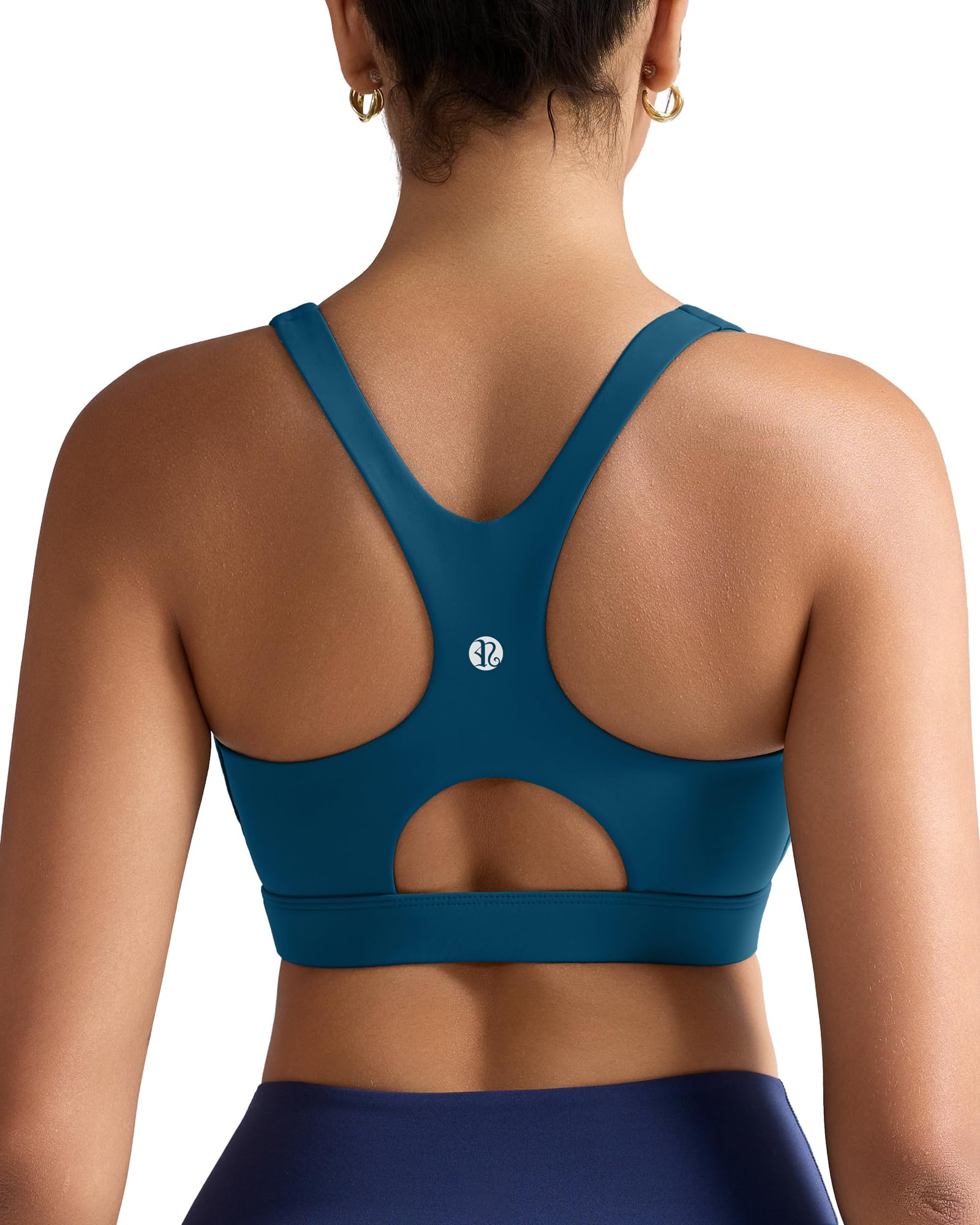 RUNNING GIRL Sports Bras for Women High Support,Racerback High Impact Navy Blue Bra Moulded Cup Workout Bra for Large Bust(WX3047 Navy Blue M)