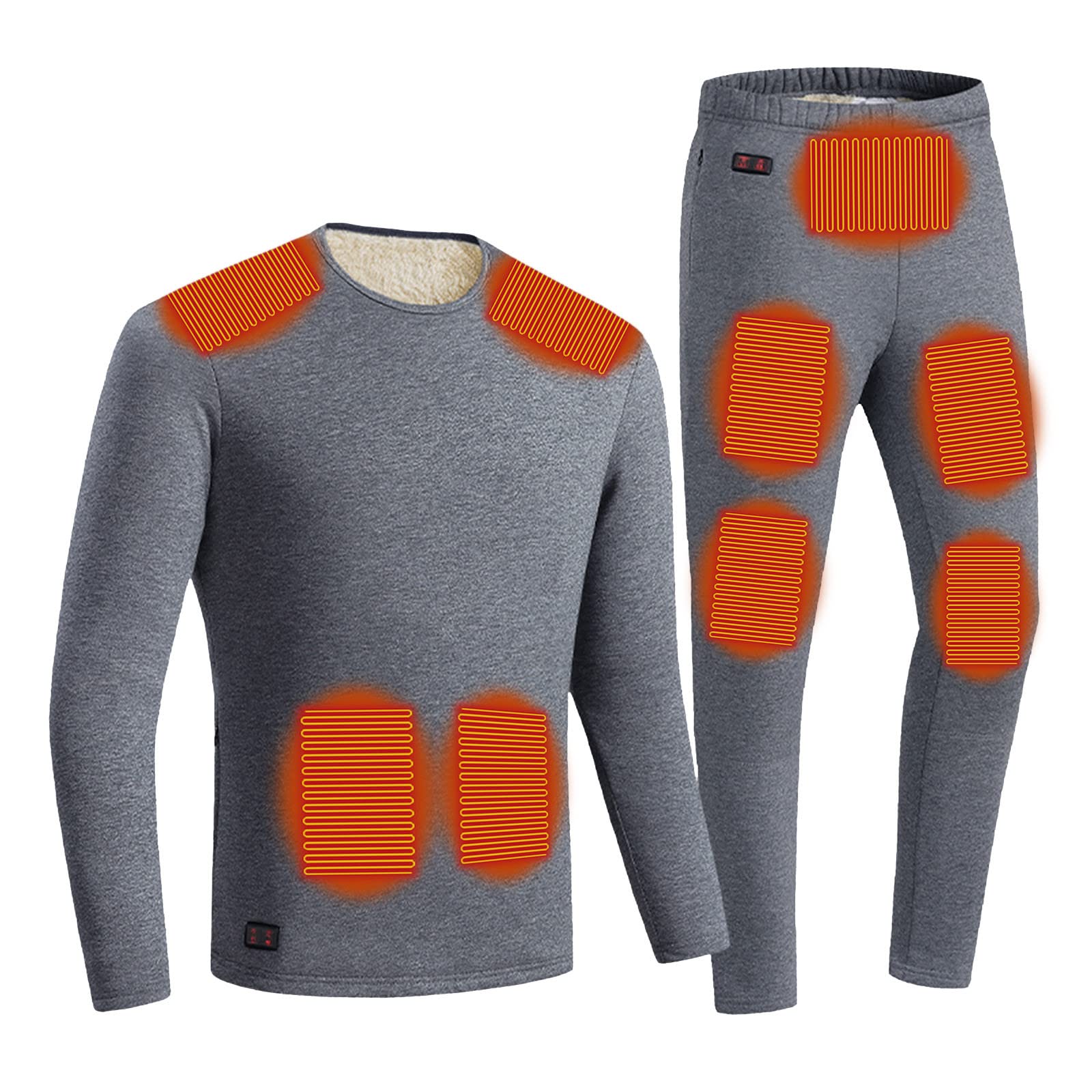 NUSGEAR 2022 Conjunto de Ropa Interior Térmica Calefactables para Hombre Mujer Ropa Térmica Eléctrico Ciclismo Esquí Set de Ropa con 3 Configuraciones de Calor Lavable Camiseta y Pantalón