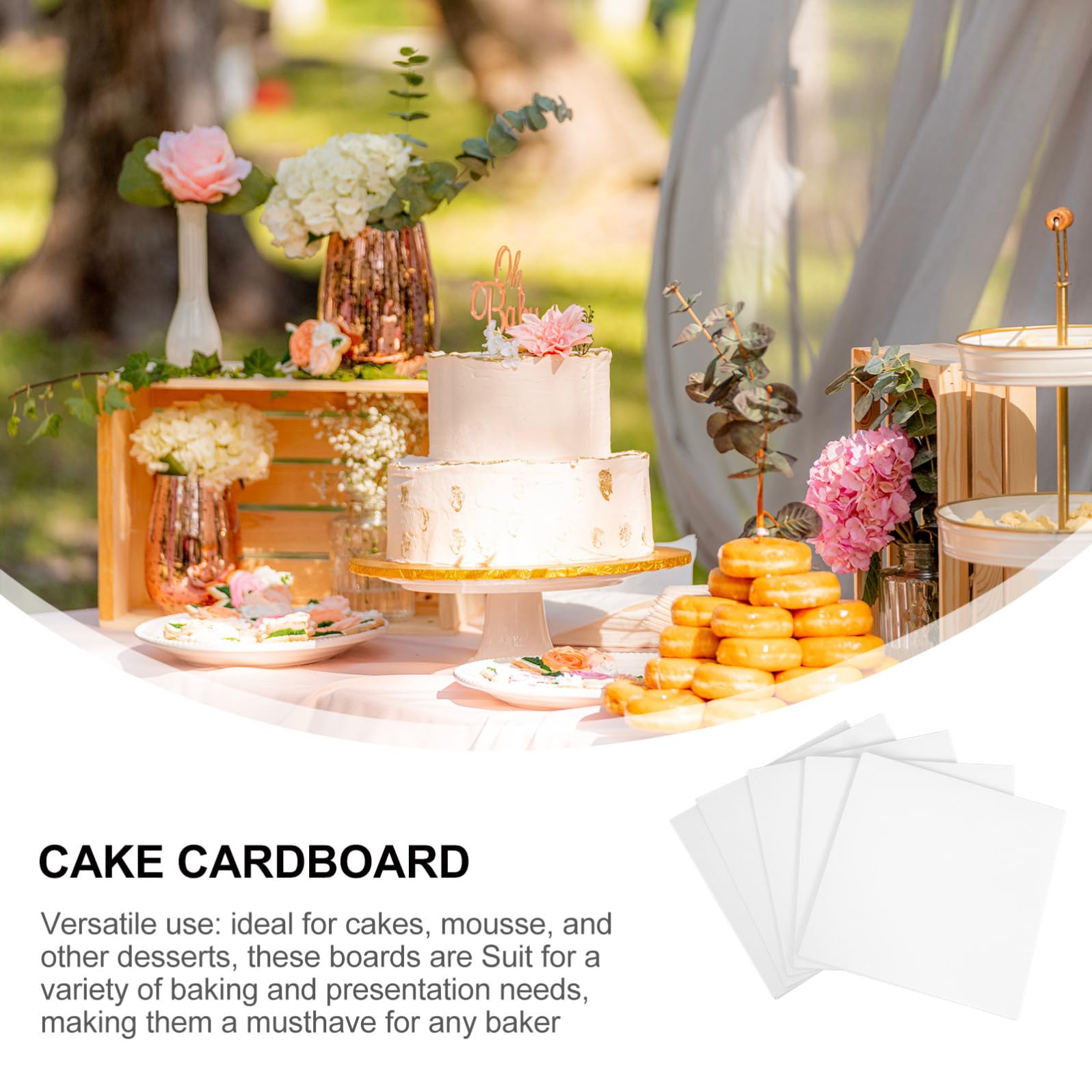 CRAFTHROU 10 Pezzi Sottotorta Quadrato in Carta Bianco Design Rinforzato per Supporto e Trasporto Sicuro di Torte e Dolci, per Presentazione e Cottura
