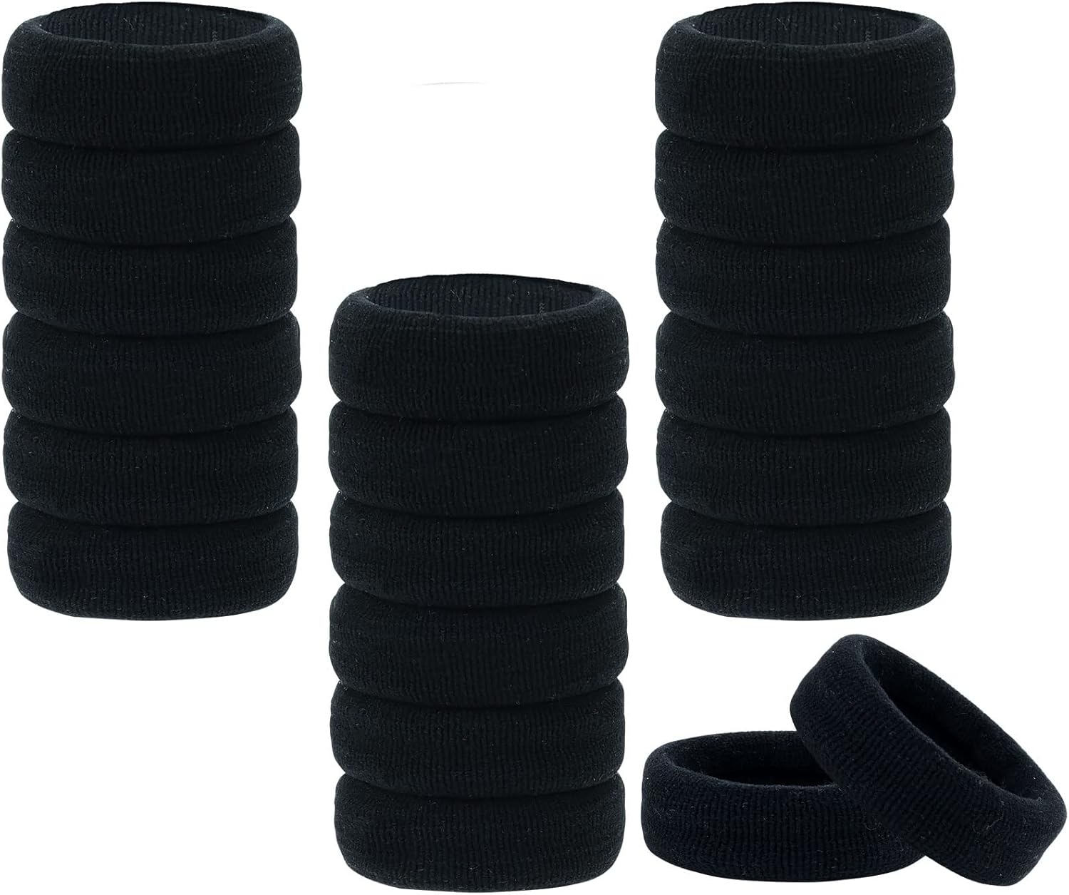 20 Pack Black Wide Stretchy Elastic Thick Terry Cloth Hair Ties Soft