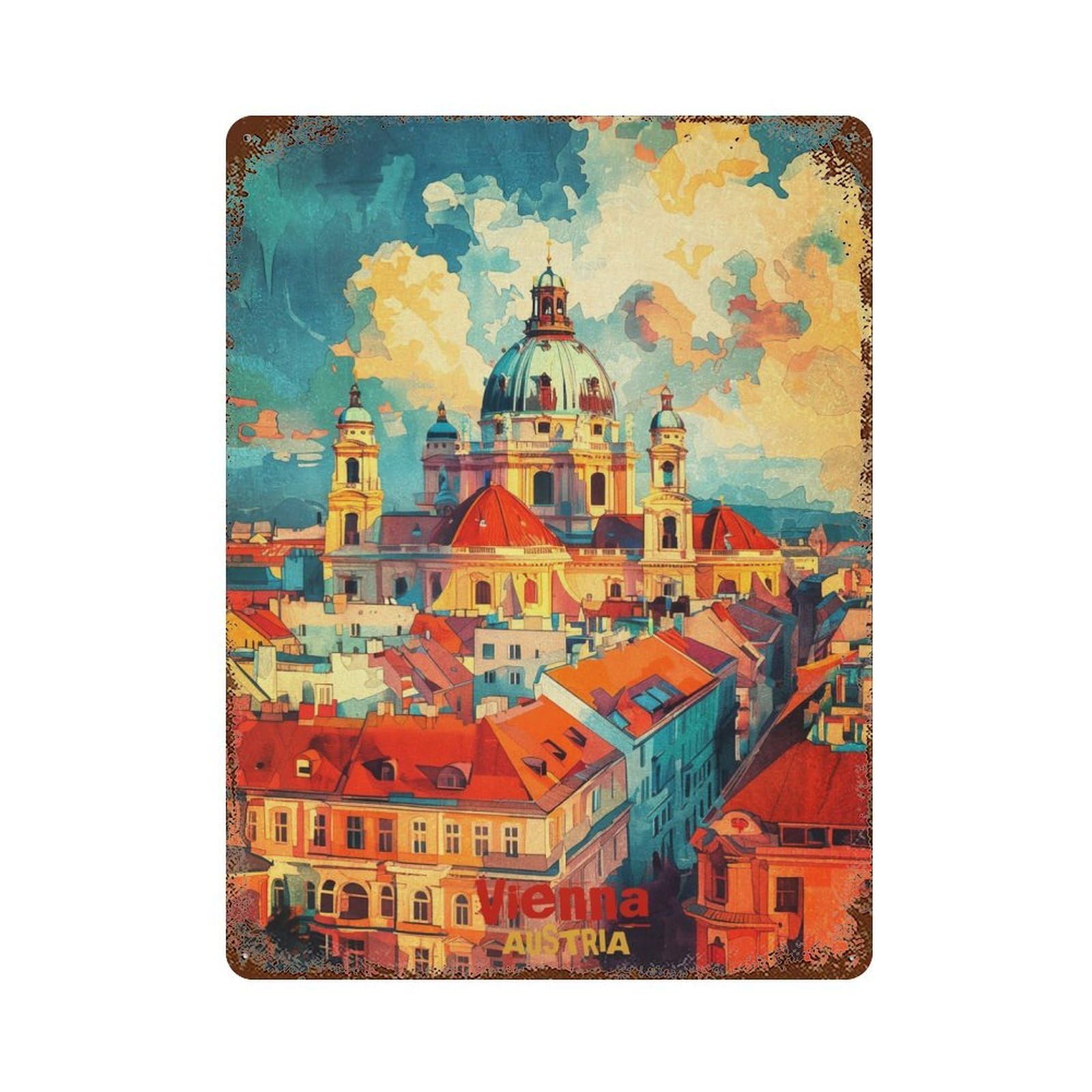 Vienna Art Rustic Tin Plaque 15.7"x11.8", Farmhouse Wall Decor for Shed, Workshop And Garage Wall Decor