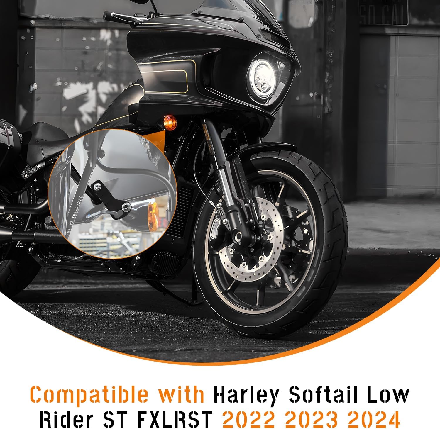 Motorcycle Front Frame,Fairing Support Bar,Windshield Lower Light Bracket compatible with for Harley Softail Low Rider ST FXLRST 2022 2023 2024,Steel w/Hardwares,Glossy Black