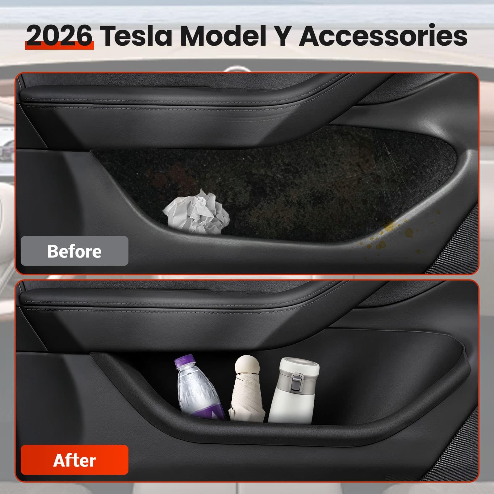 Organizer laterale per portiera auto, 4 pezzi, per Tesla Model Y Juniper