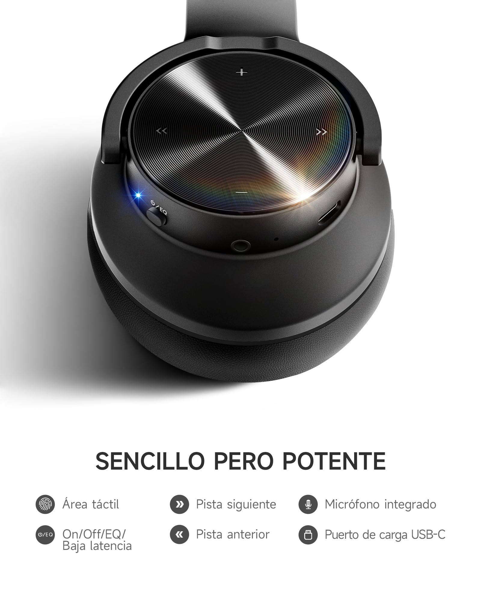 Picun Auriculares Bluetooth B8, 120 Horas de reproducción, inalámbricos, Bluetooth con 3 Modos de ecualización, Baja latencia, Llamadas Manos Libres, Auriculares sobre la Oreja para Viajes