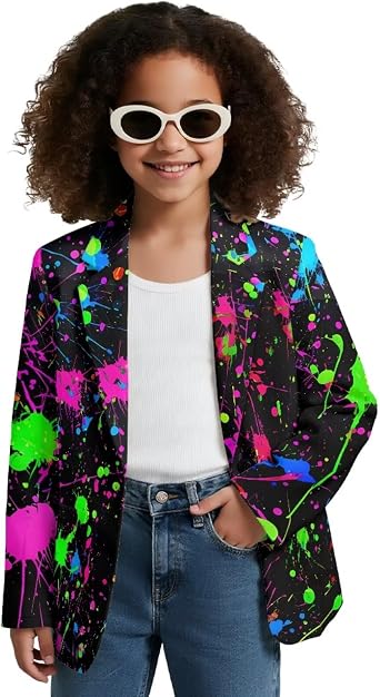 Girls Suit Jacket One Button Travel Blazer Lightweight Suit Outfits Party Blazer Knit Textured Jackets