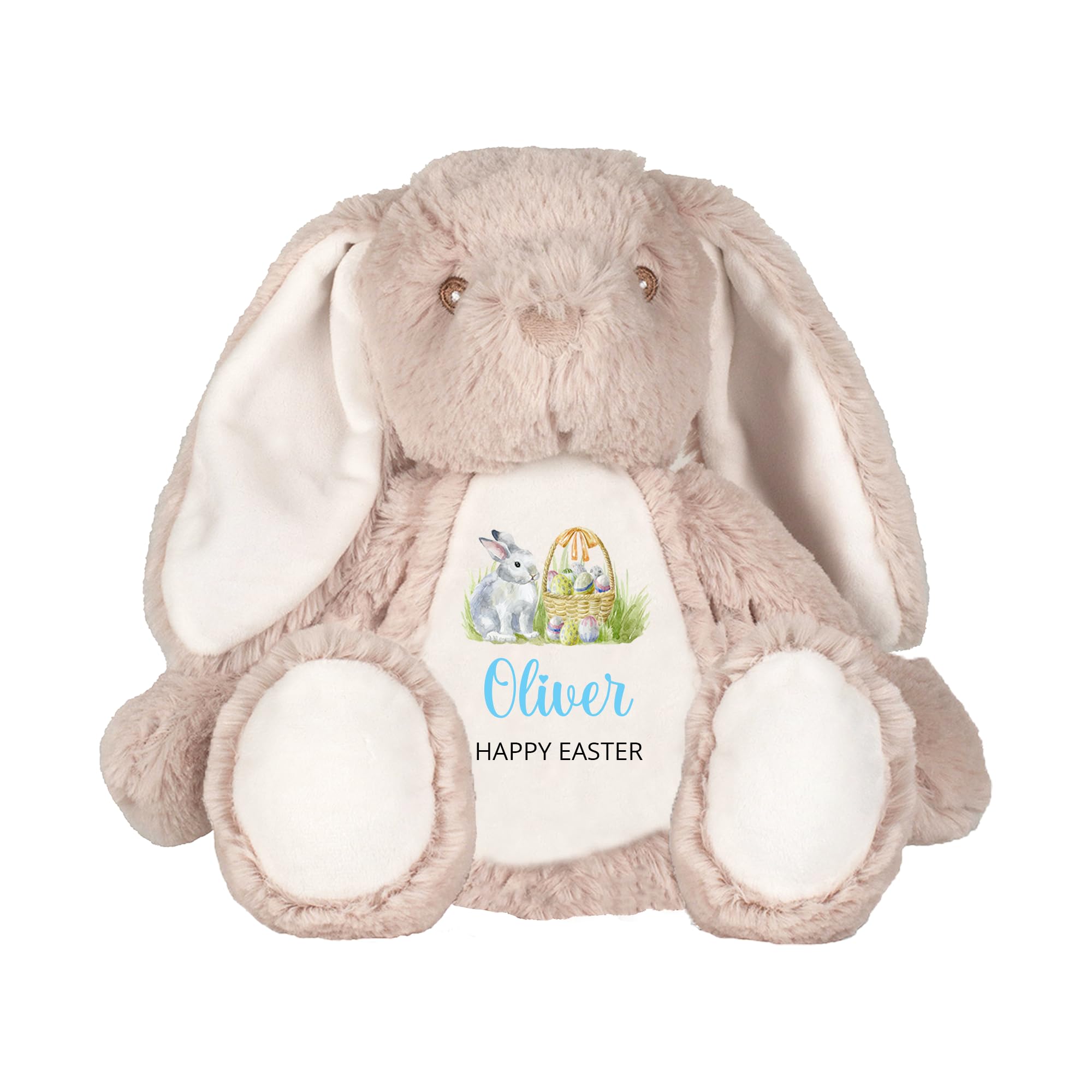 Personalised Easter Bunny Soft Toy - Name On Tummy - Happy Easter Keepsake — image 1