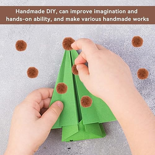 Miniatura 9 de 150 pompones para manualidades, color marrón claro de 1 pulgada, bolas de pompón mullido de Navidad, pequeños pompones para manualidades, proyectos