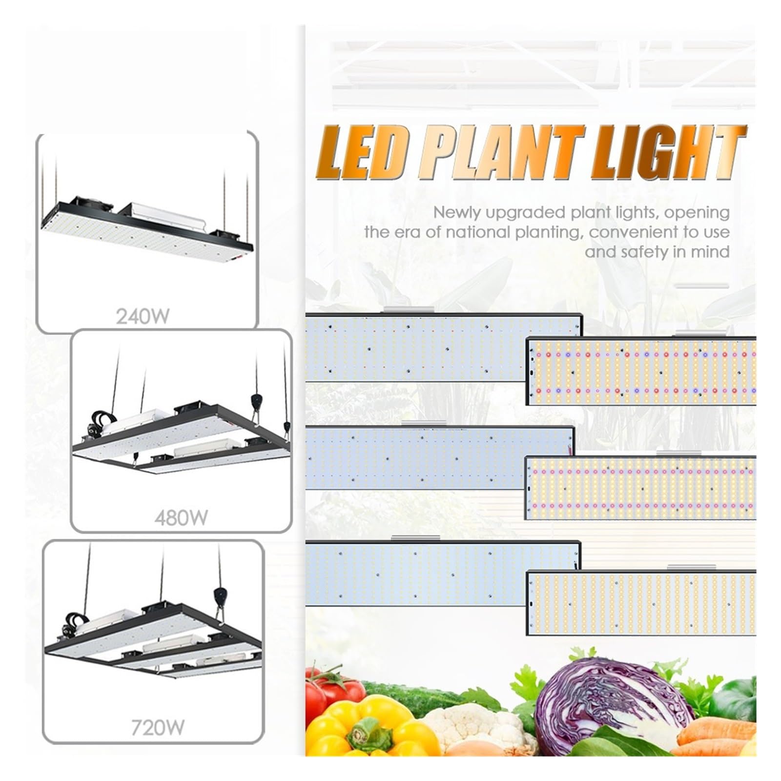 Luce per Piante, LED Grow Phytolamp Spettro completo Coltiva le luci 240W 480W 720W la luce for piantina di fiori vegetali da interno(35k,LM301H_1_2_720W)