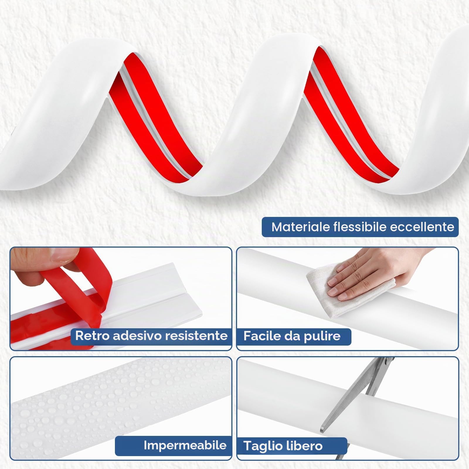 Canalina passacavi adesiva protezioni per cavi a pavimento passacavi pavimento in PVC canalina cavi (Bianco, 30mm×3m)