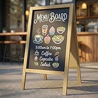 TEAKMAMA 40x20 Inch A-Frame Double Sided Chalkboard Sign - Sturdy Grey Sidewalk Menu Board for Restaurants, Coffee Shops & Weddings