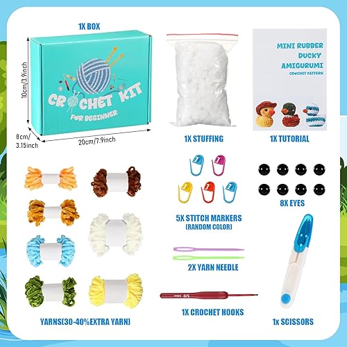 Miniatura 2 de XunYee Kit de ganchillo de Three Little Ducks Amigurumi, juego de hilo de chenilla para principiantes, con herramientas completas, patrón paso a