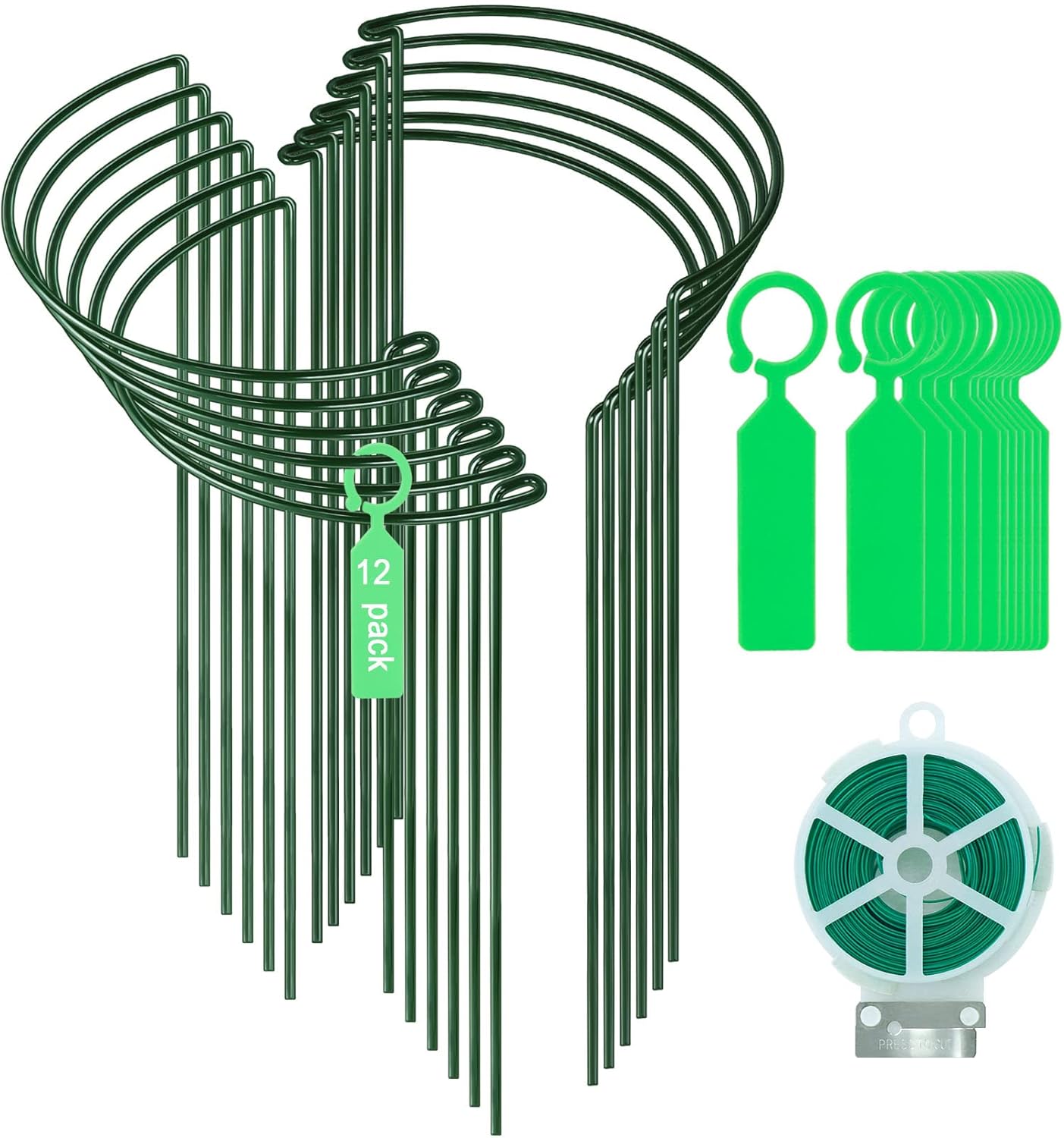 12 Pack Plant Support Stakes, Metal Peonies Cages and
