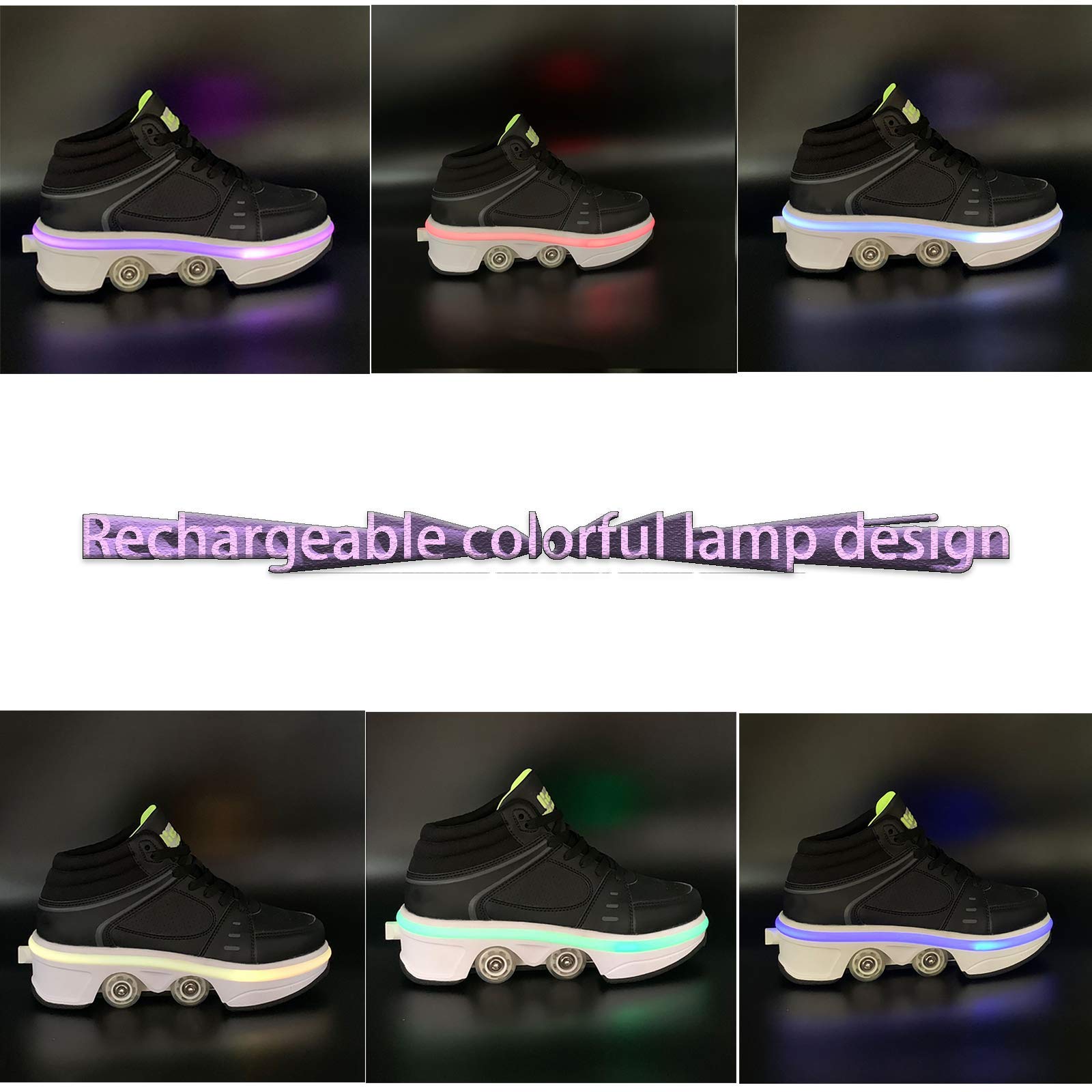 Patines De 4 Ruedas,Patines En Línea con Luz Led,Patines De Patines De Ruedas Ajustables,Walking Skates Adecuados para Adultos Y Niños,EUR35