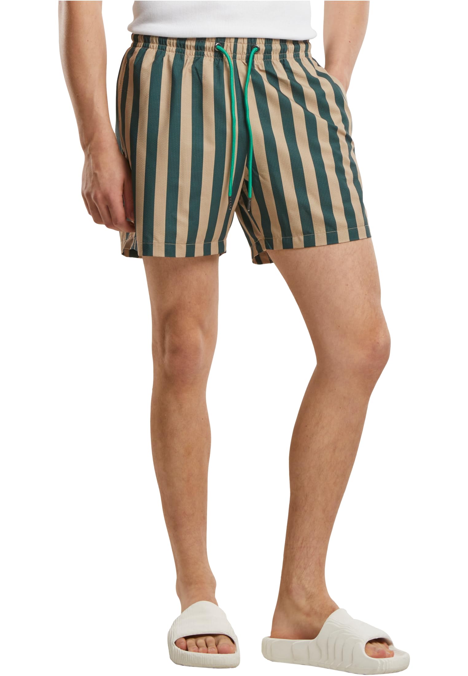 Urban Classics Men's Bottlegreen/Unionbeige Swim Trunks, /Union Beige, Xxl