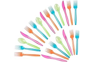 Juvale Neon Rainbow Party Utensils