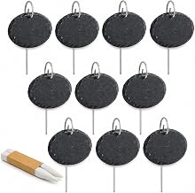 10 x Slate Plant Labels for Plants, Garden Plant Markers, Natural Labels with Metal Stakes and Chalk Pens for Yard, Outdoor & Greenhouse (Oval)