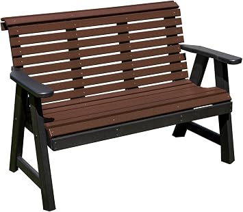 Amish Lancaster Series 2-Person 4FT Plastic Lumber Wood Bench Made in USA HDPE No wood fibers Memorial Patio Outdoor Garden Porch Park Church Bench Signature design Rollback 800 lbs Limit