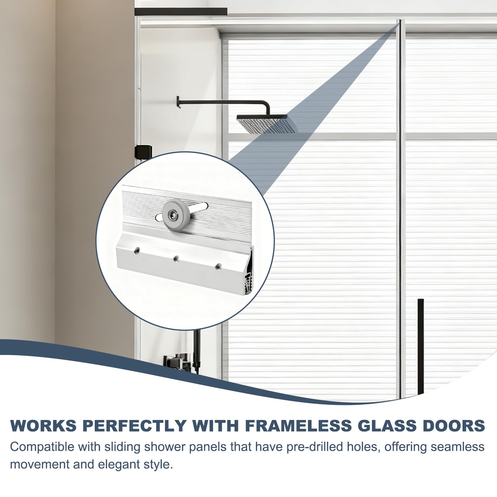 4 Pack M 6053 Frameless Shower Door Roller Assemblies – 3/4" Plastic Wheels with Ball Bearings,Chrome Aluminum Bracket,Replacement Kit for Glass Sliding Doors Parts — Amazon image 4