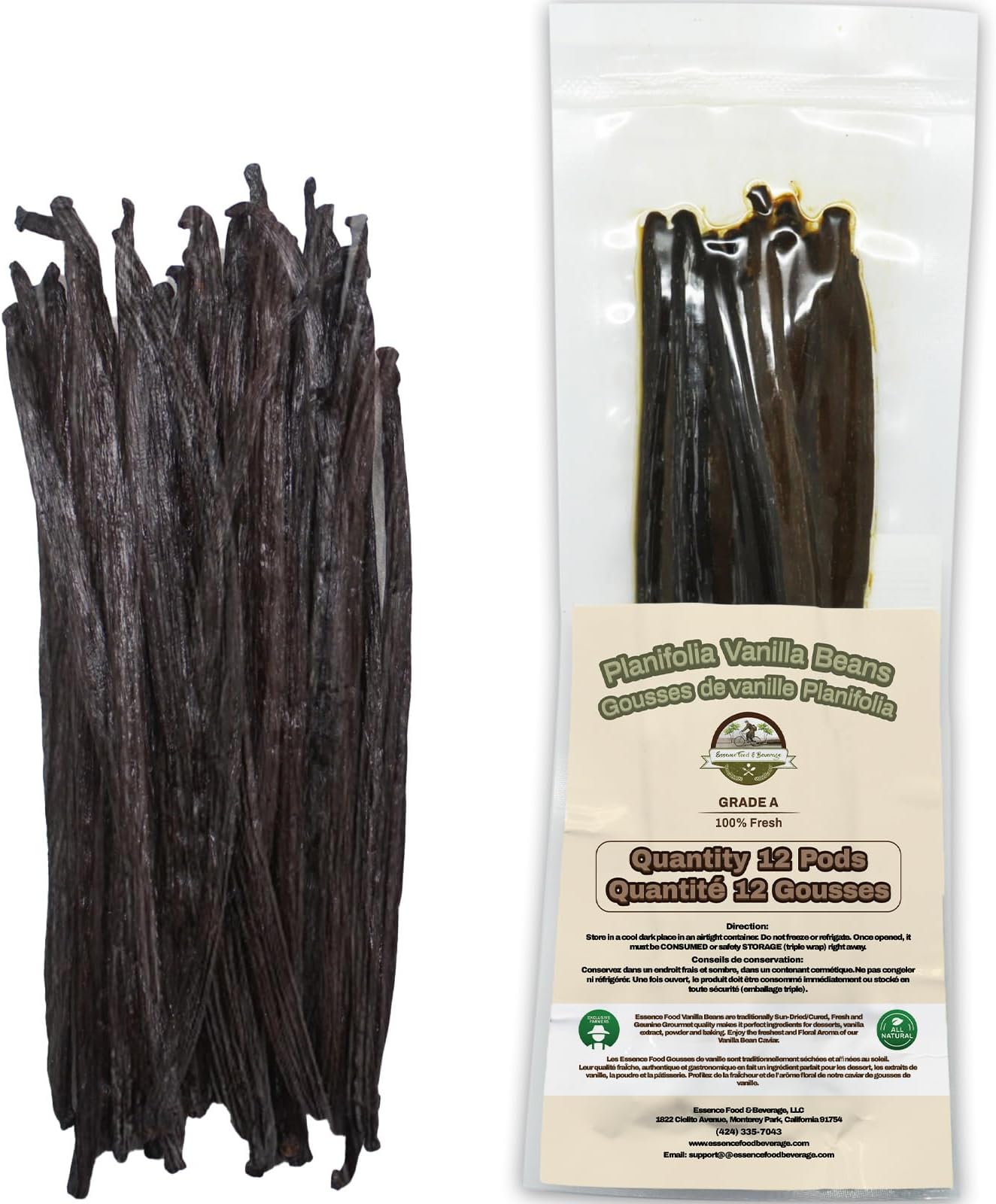 12 Large Vanilla Beans For Making Vanilla Extract Grade A - NON-GMO Planifolia Type Bulk, 6-8 Inches Grade A+