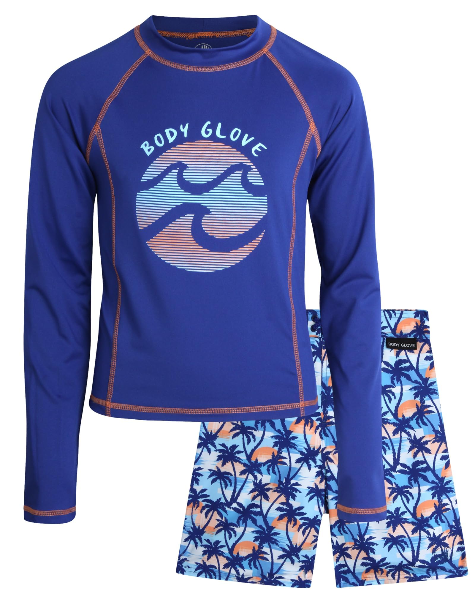 Body Glove Boys 2 Piece Swim Set Rash Guard &amp; Swim Trunks (Sizes 4-12)
