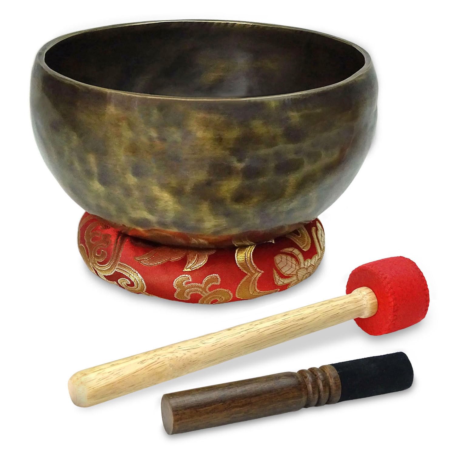 keepdrum Tybetańska misa dźwiękowa z brązu Singing Bowl 16 cm z łopatką i podstawką