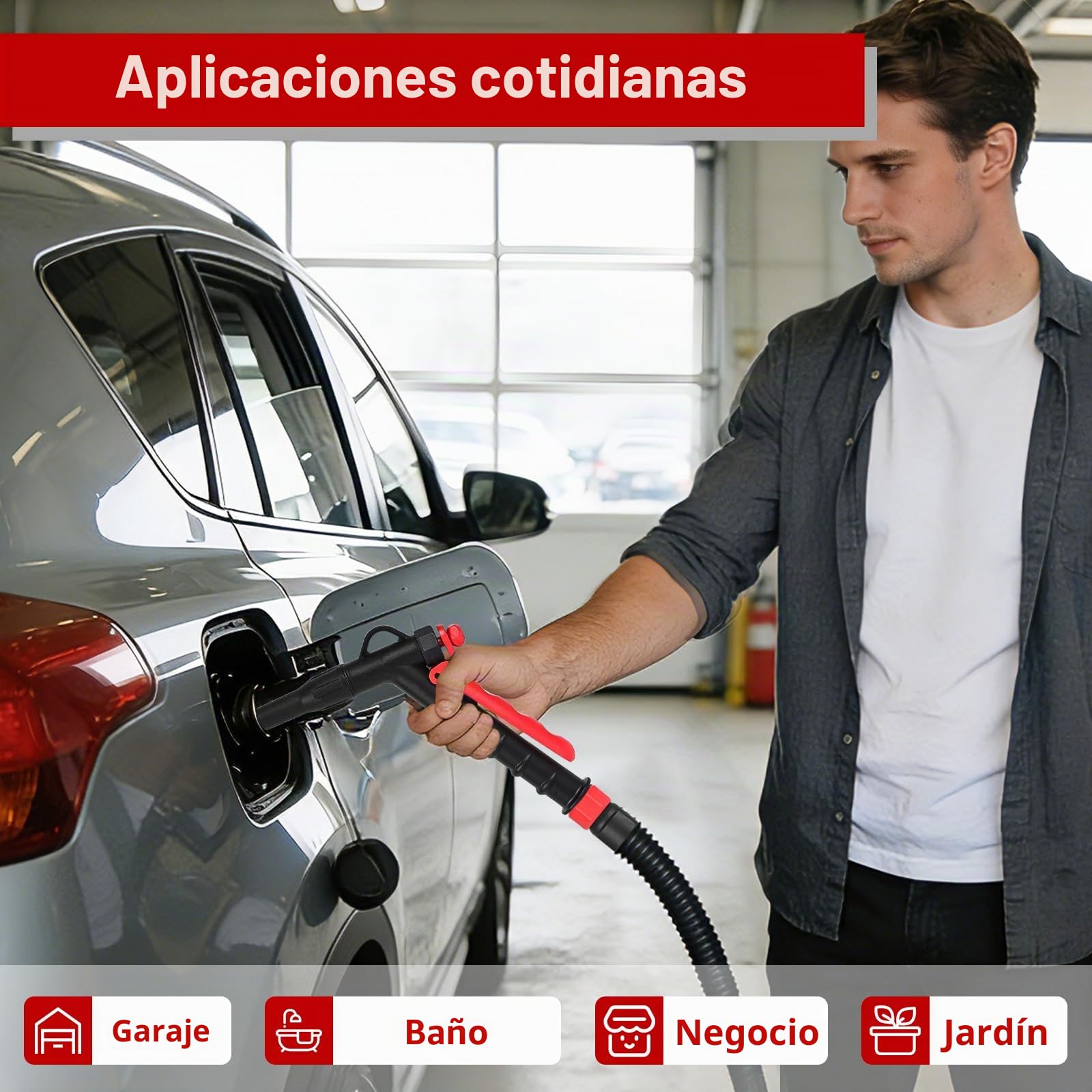 Bomba de combustible eléctrica innhom 3.2 GPM (12 l/min), bomba de transferencia de líquidos, bomba de gasolina para gasolina y diésel, bomba portátil con manguera y control de flujo (negro)