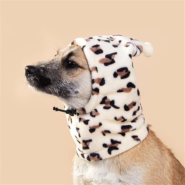 Foto 6 de 8 de Gorro con estampado de leopardo para gatos y perros, cálido, para mascotas, disfraz silencioso