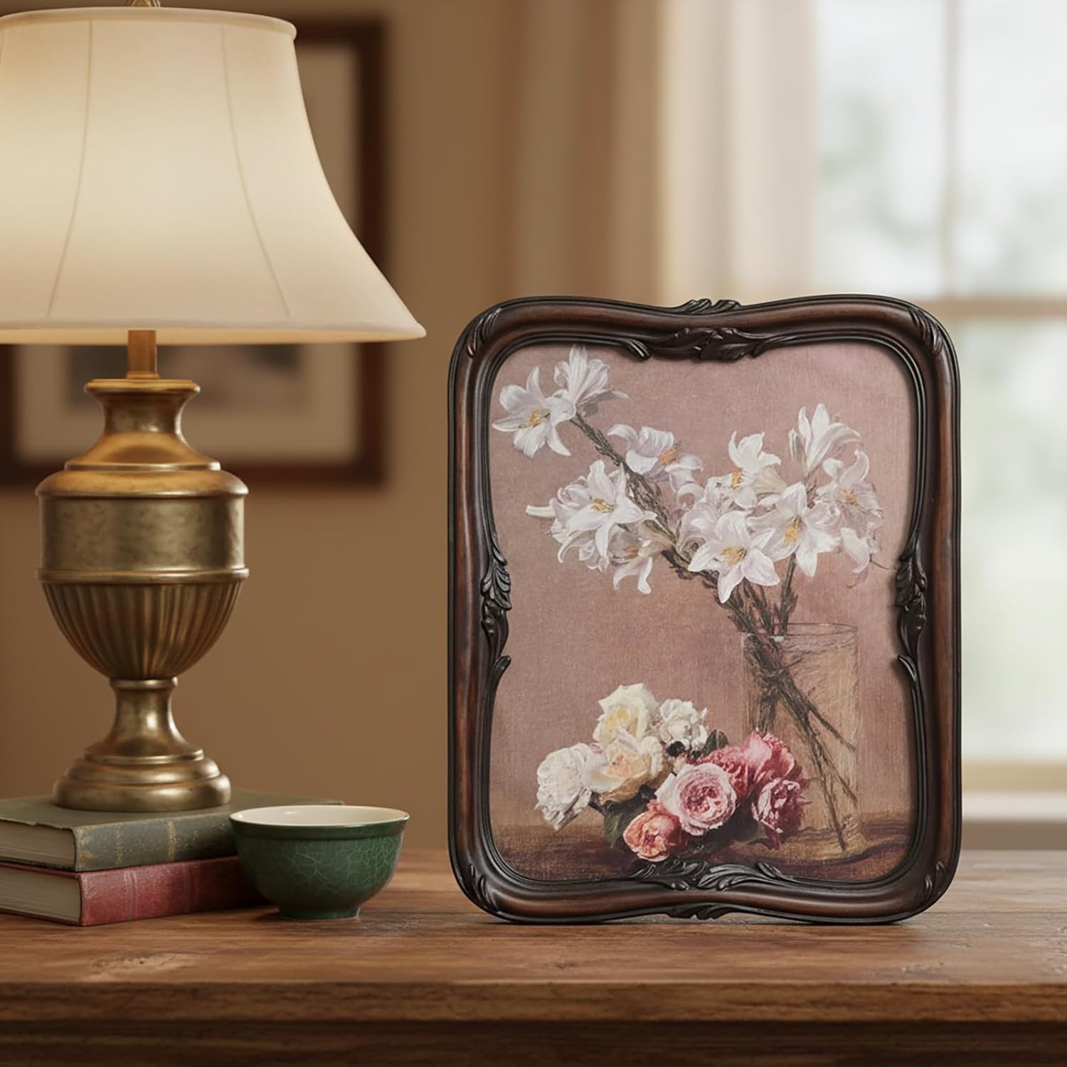 Vintage Picture Frame 8x10 - 8 x10 Antique Picture Frame, Elegant Antique Frames 8X 10 With Glass Front, Vintage Dark Brown Ornate Frame 8 x 10 For Photo Display Tabletop And Wall Mounting (Dark Brown, 8X10)