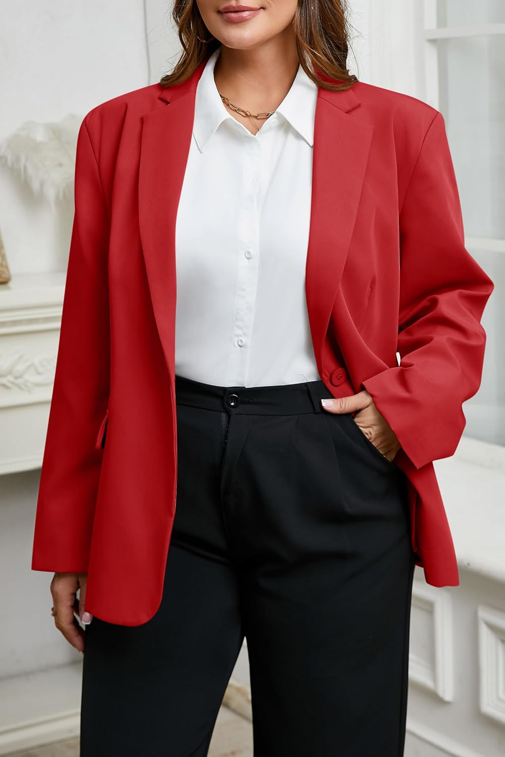 Cicy Bell Womens Plus Size Casual Blazers Lapel Long Sleeve Work Office Suit Jackets Open Front Curvy Blazers - Image 4