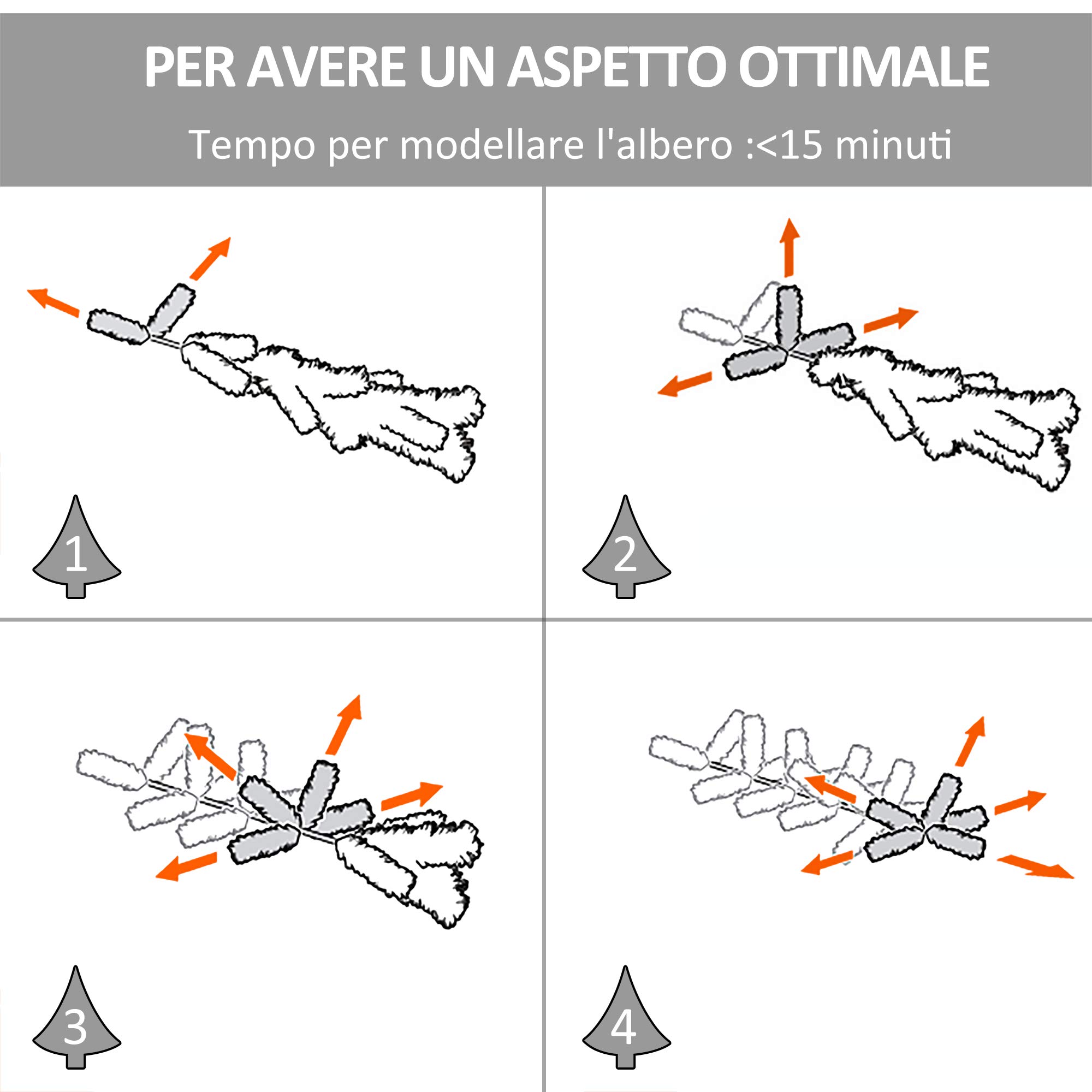HOMCOM Albero di Natale Artificiale 90cm con Luci Incorporate e 90 Rami, Albero di Natale con Luci a LED e Fibre Ottiche, Base Pieghevole Rimovibile