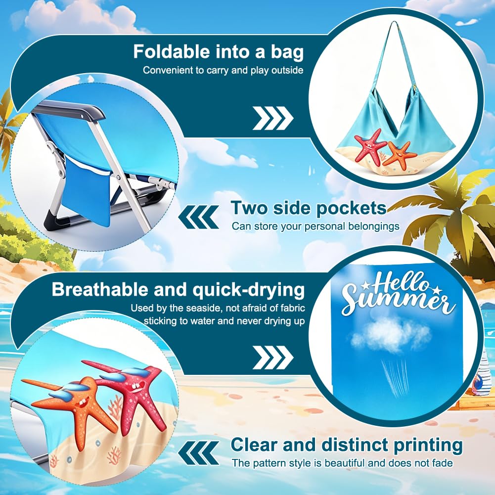 Copertura protettiva ocean per sedia da giardino, morbido telo in spugna per lettino/sdraio con 2 tasche, cuscino per sedia da giardino e sdraio, telo mare per piscina e spiaggia, 75 x 210 cm
