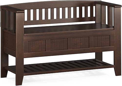 SIMPLIHOME Acadian - Banco de almacenamiento para entrada, 48 pulgadas, color marrón