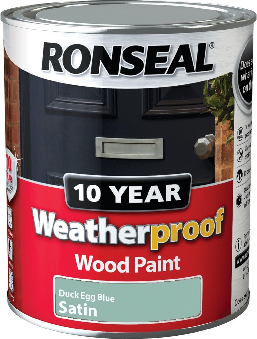 Ronseal Weatherproof 10 Year Exterior Wood Paint Duck Egg Blue Satin