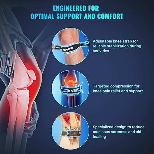Miniatura 10 de Correa para la rodilla soporte para tendón de rótula paquete de 2 soportes de rodilla para aliviar el dolor para hombres, mujeres y jóvenes, todos