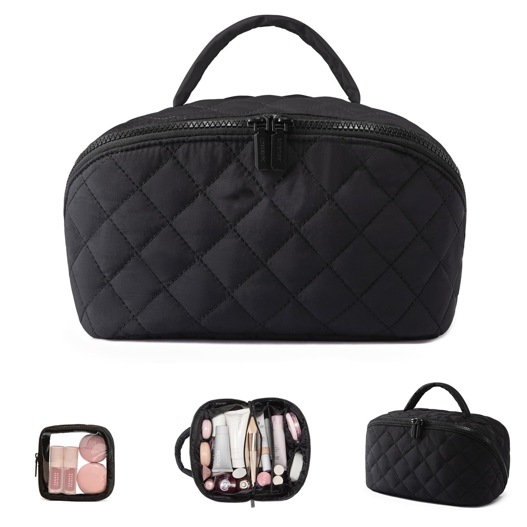 Cosmetic Storage Toiletry Bag, Large Capacity Makeup Bags Waterproof Multifunction Cosmetic Bag Make Up Organizer Storage Gift for Girls Women Black