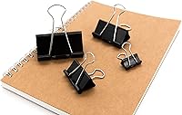 Vista 4 de DSTELIN Clips para carpetas de papel, tamaños surtidos, 100 unidades (negro), XL, grande, mediano, pequeño, pequeño y micro, 6 tamaños en un