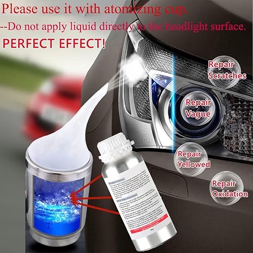 Miniatura 4 de 800g Líquido de Restauración de Faros Automáticos, Líquido para Restaurar Arañazos de Faros de Coche, Limpiador y Pulidor de Reparación de Faros