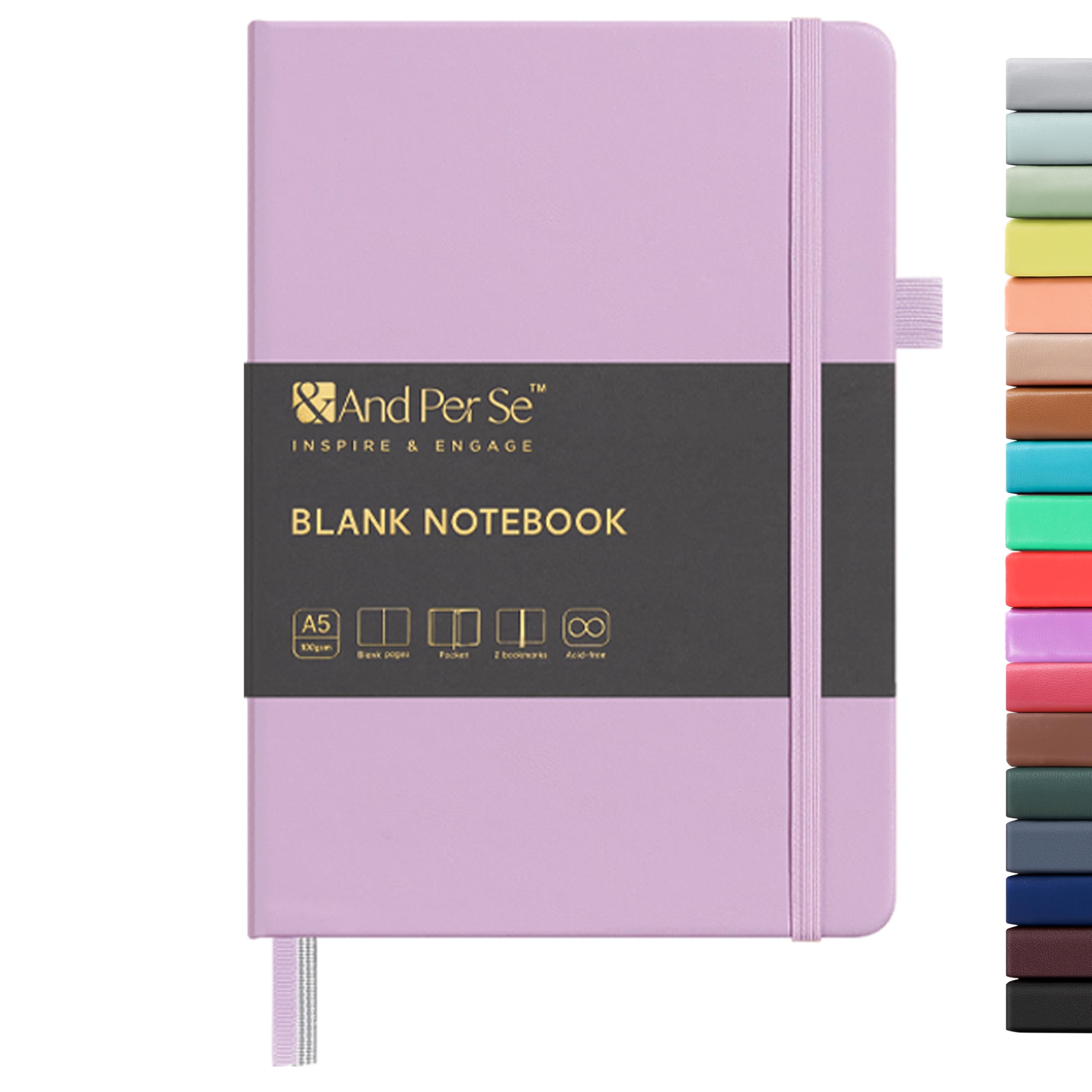 &And Per Se Blank Sketch Notebook, A5 Hardcover, 160 Pages 100gsm Thick Paper, Unlined Journal for Drawing, Doodling, Hand Lettering – Creative Gift for Artists, Designers, Writers (Lavender) — image 1