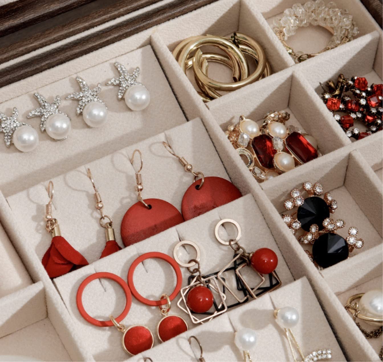 YCTTKDD Joyero Expositor Joyero Joyero con Espejo Organizador de Joyas Estuche de joyería para Mujer Pendientes Almacenamiento de PU Organizador de Joyas para niñas