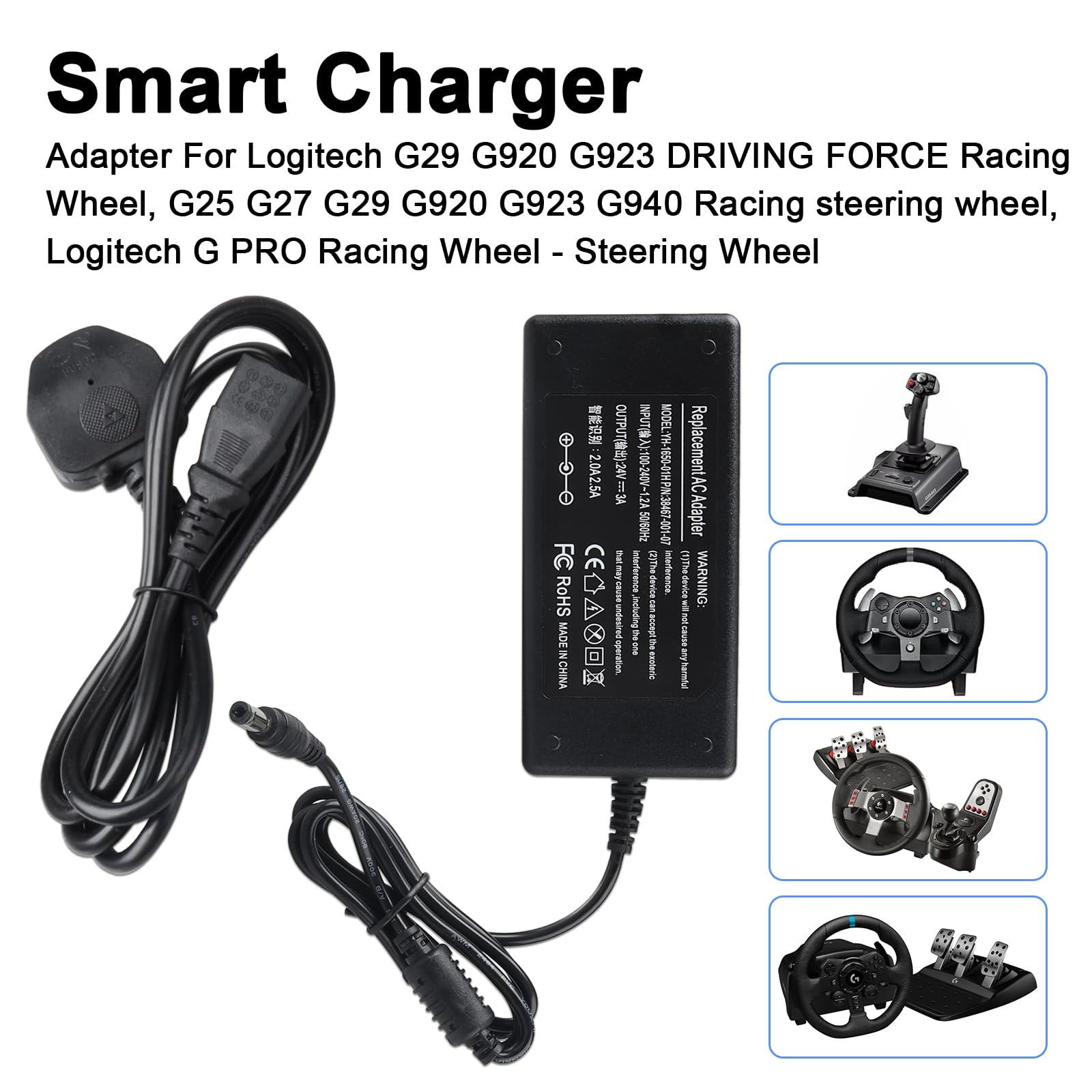 24V AC/DC Adapter Compatible With Logitech G25 G27 APD DA - Foto 7