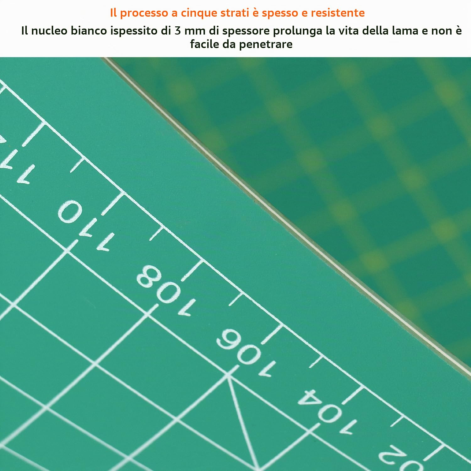 QWORK® Tappetino da taglio A0, verde, 120 x 90, tappetino da taglio autorigenerante, per cucito, scrapbooking, trapuntatura