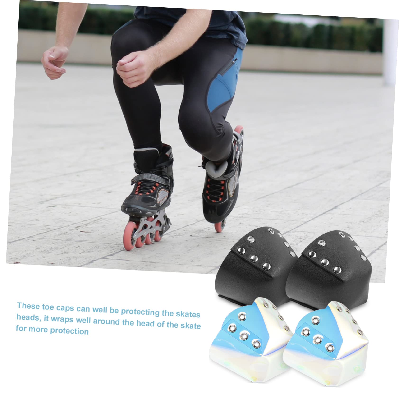 Sosoport Gaine d'orteil Sécurité Patinage Adulte Garde Filles pour Couvre-Orteils De Patins Remplaçables Embouts De Patins À roulettes Protège-Bottes Cuir