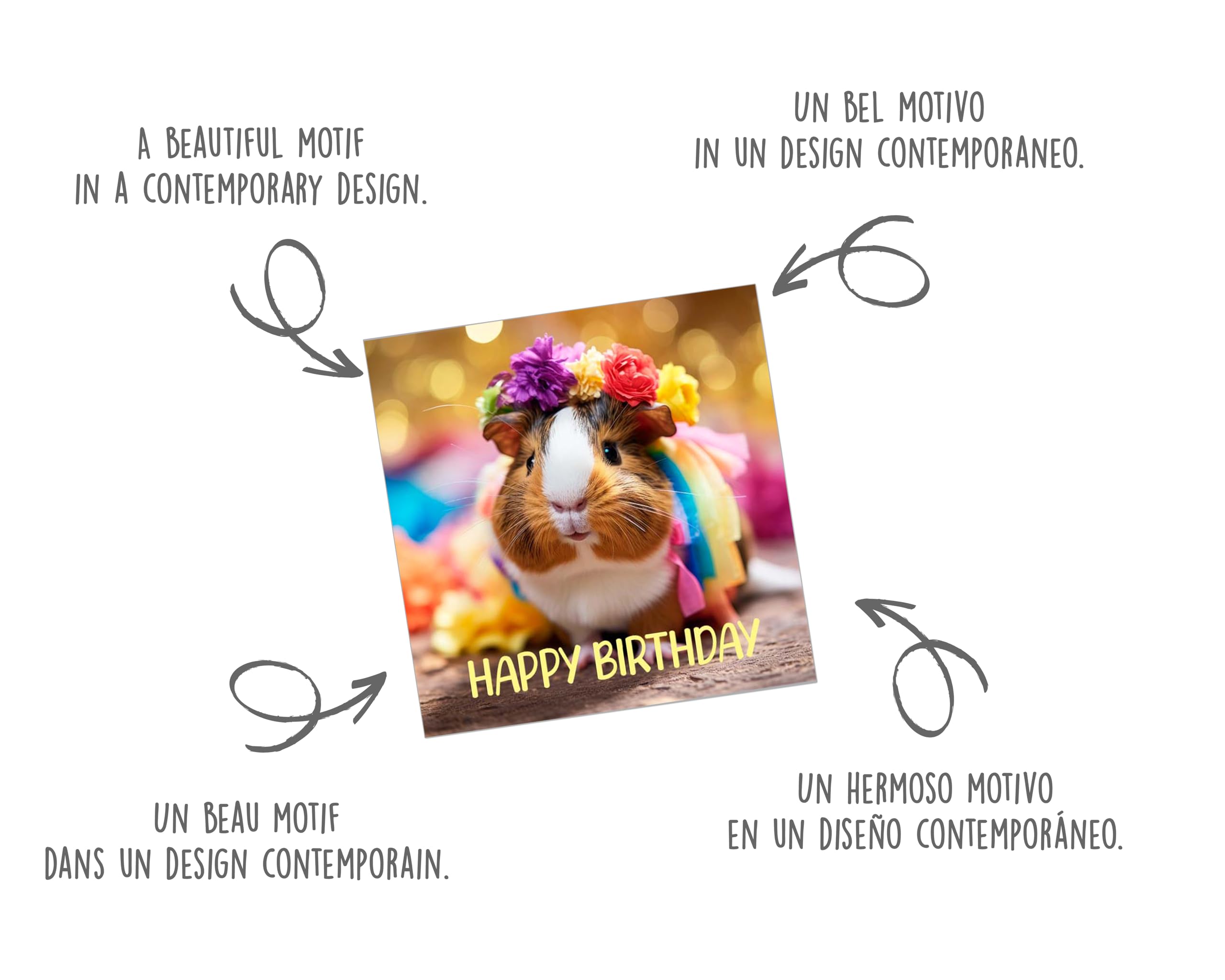 Biglietto Compleanno Gatto Umoristico 14.5x14.5cm - Carta Di Qualità Con Busta Coordinata - Foto 3