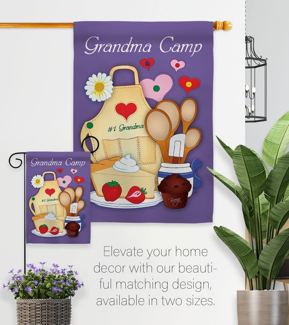 Breeze Decor - Grandma Camp Special Occasion - Everyday Family Impressions Decorative Vertical House Flag 28" x 40" Printed In USA