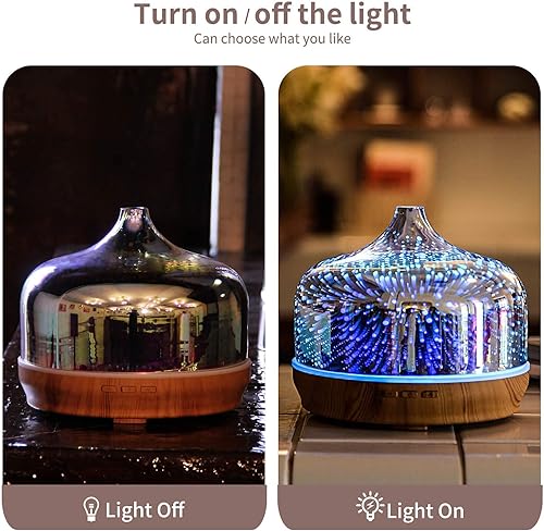 Miniatura 6 de Porseme Afantty - Difusor gigante de aceite esencial de cristal 3D para aromaterapia, humidificador ultrasónico de niebla fría, apagado automático,