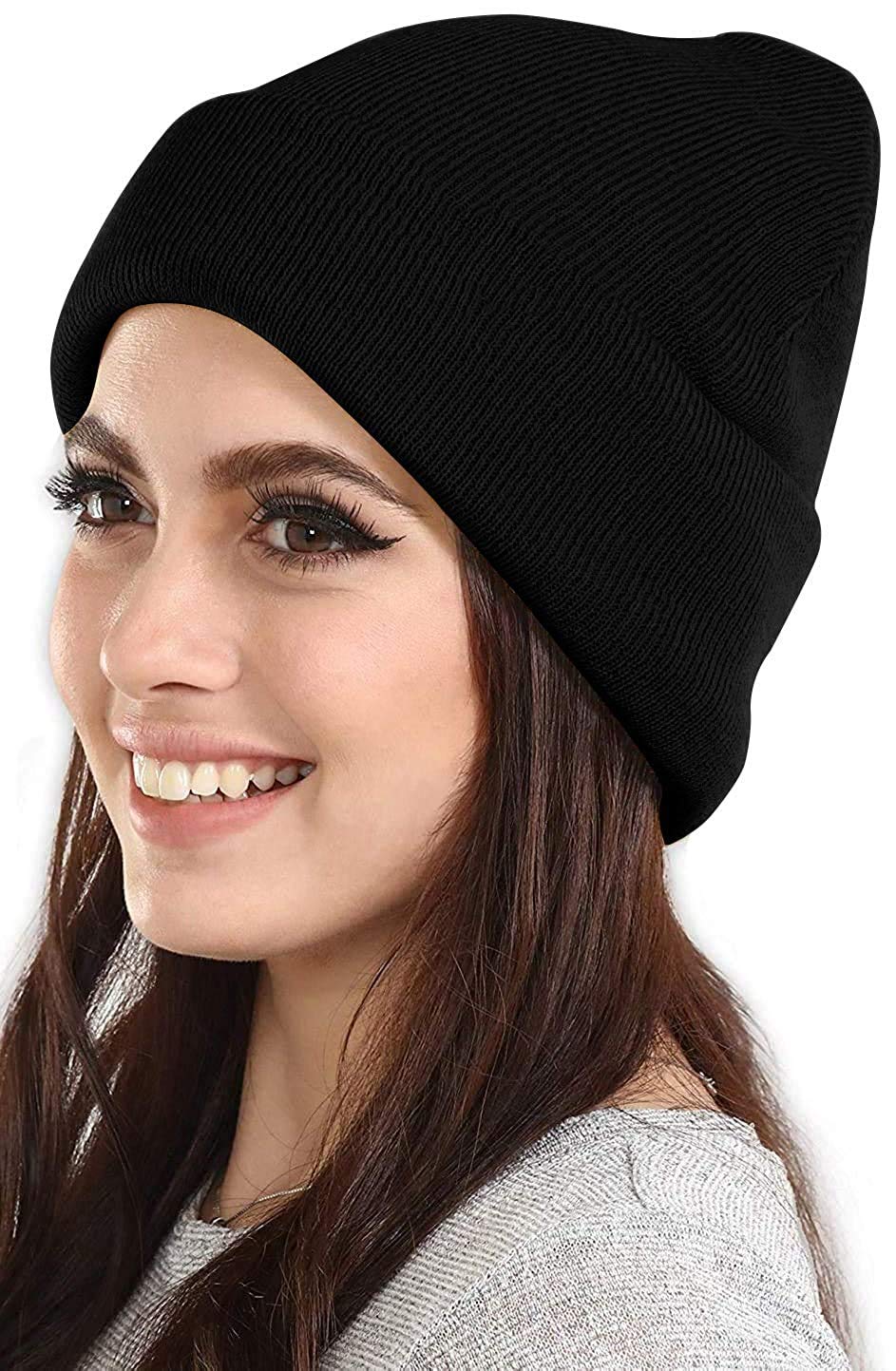 DIGITAL SHOPEE Plain Winter Woolen Wind and Snow Proof Knitted Beanie Uncle Skull Cap for Men's and Women's- Free Size, Black - Review, Price and Buying Guide