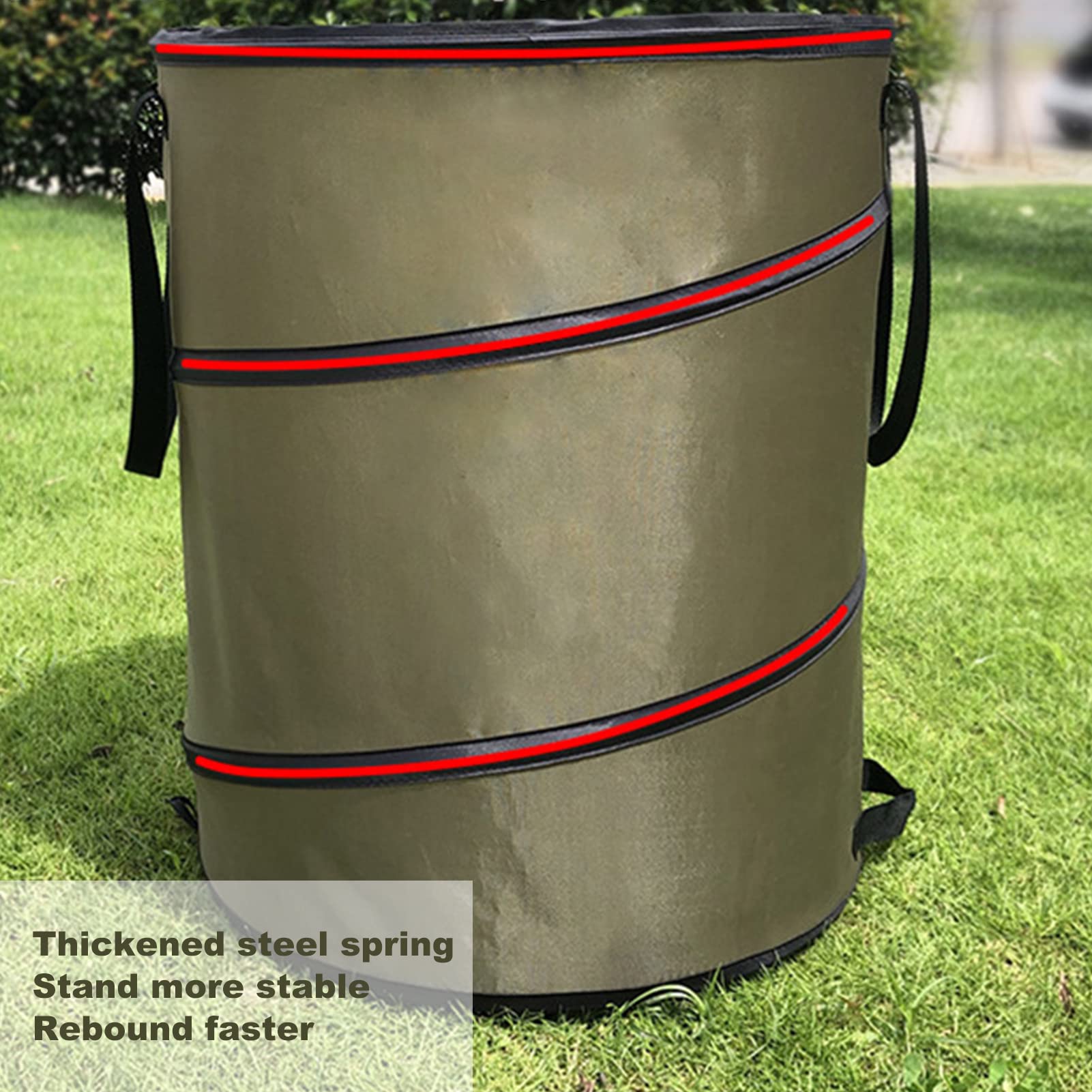 Pattumiera Pieghevole da 30 Galloni, Pattumiera Riutilizzabile in Tessuto Oxford per Esterni con Maniglia Sacco Multiuso per Rifiuti da Giardino Cestino per Rifiuti Portatile